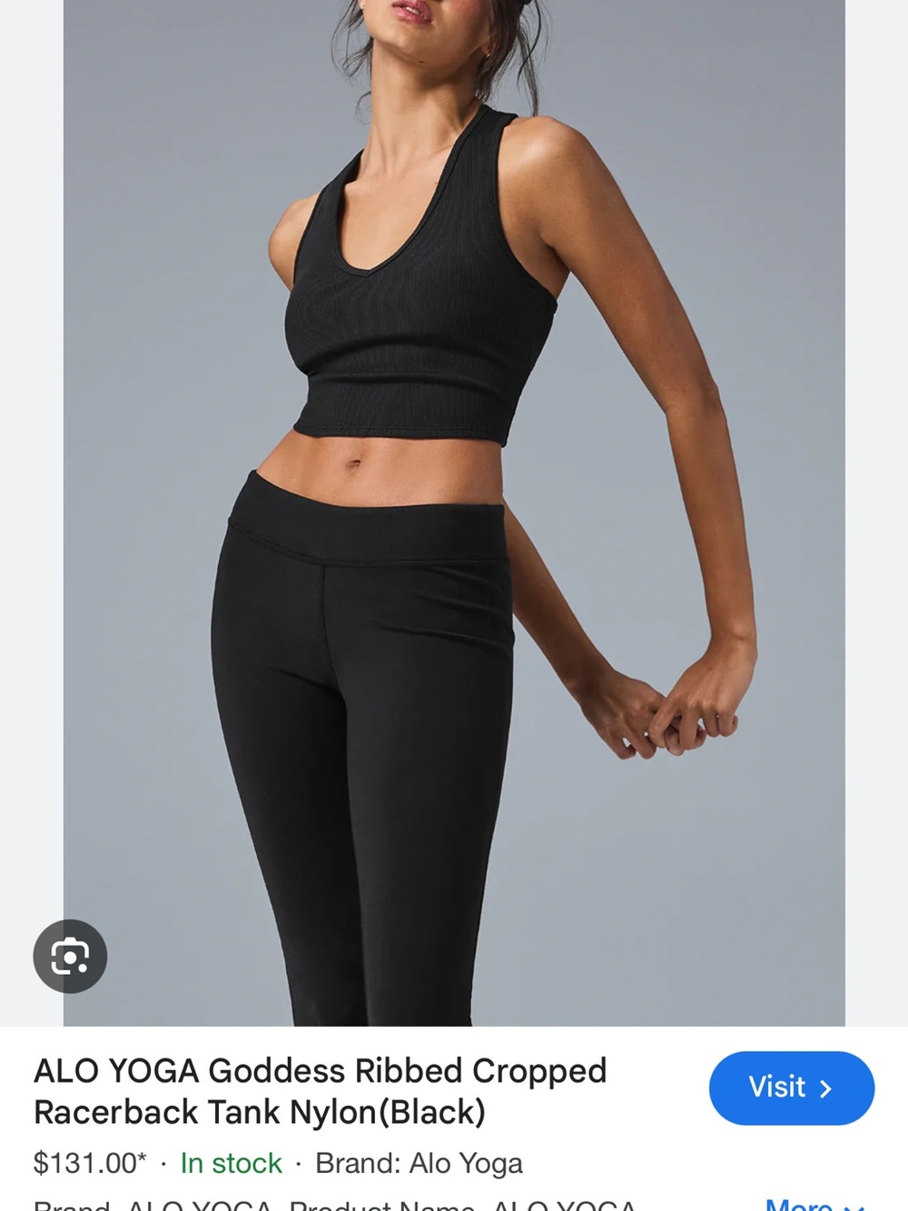The ALO Yoga Goddess Ribbed Cropped Racerback Tank - Picture 2 of 3